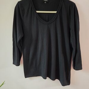 Talbots Cotton Modal Braided Neckline Top.